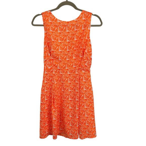 MM Couture Lace Back Sleeveless Sheath Dress Size Small Bright Orange Paisley - Picture 10 of 10